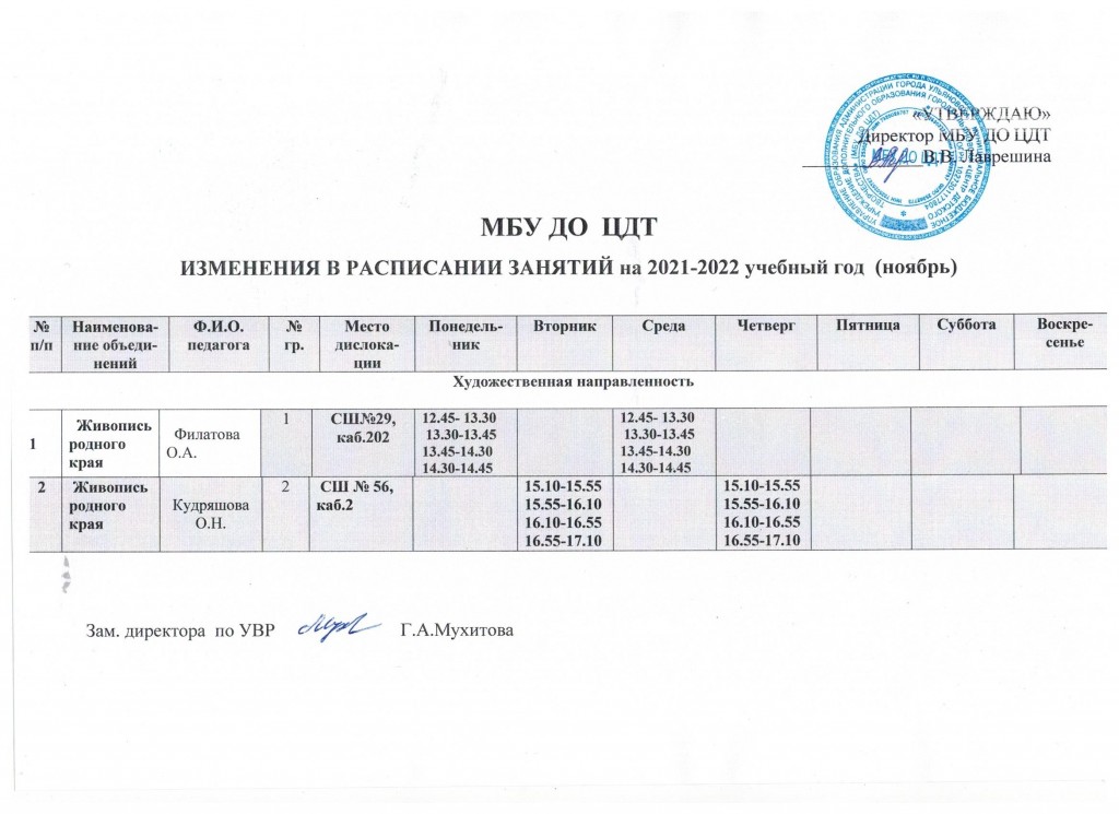 изменения в расписании, ноябрь, 21-22. Филат.
